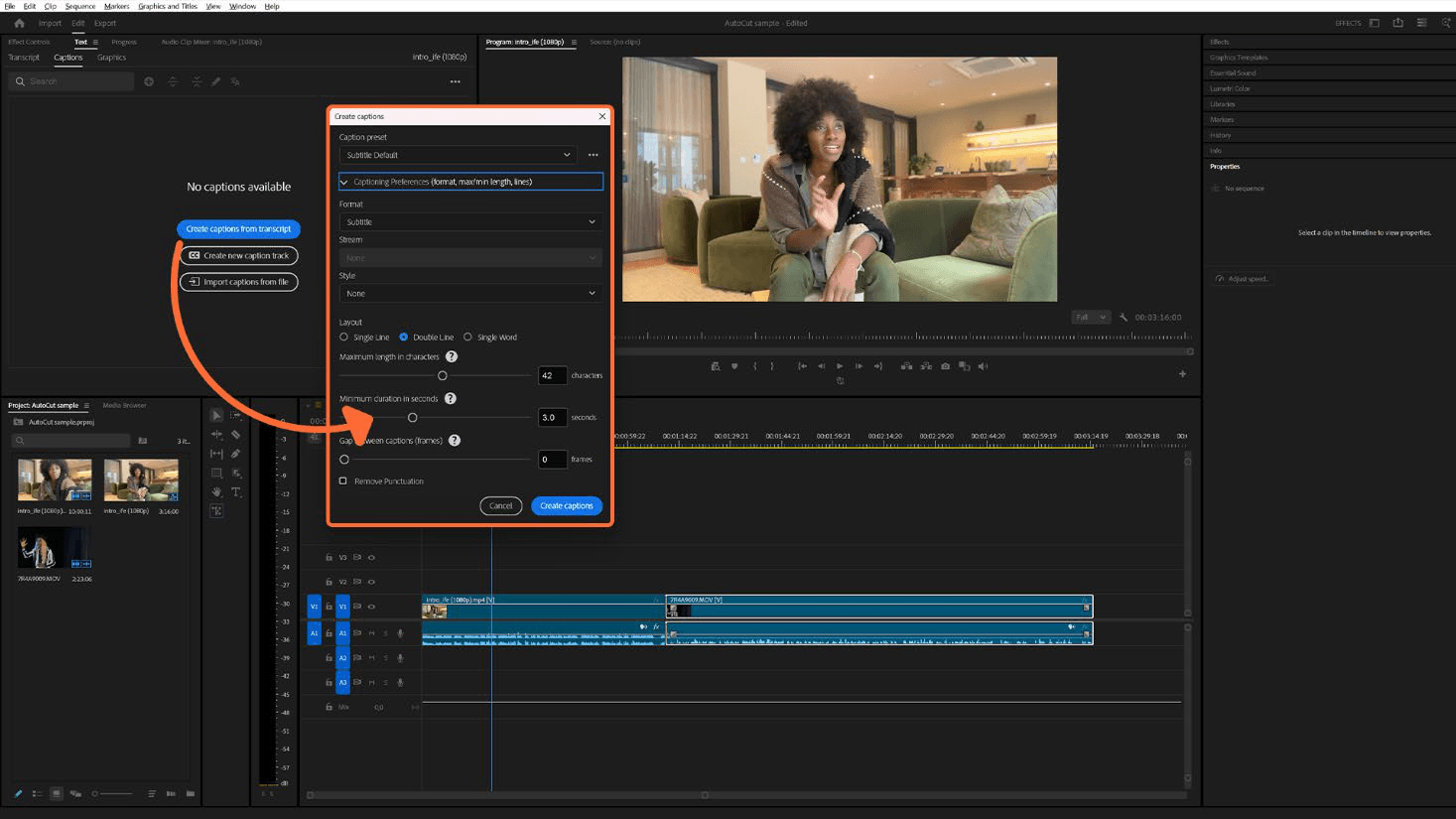Add captions in Premiere Pro - Step 1