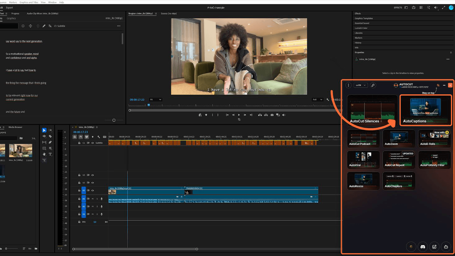 Automatically add captions with AutoCut - Step 1