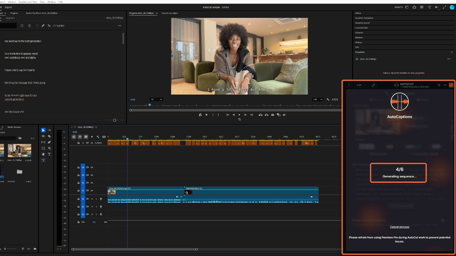 Automatically add captions with AutoCut - Step 5