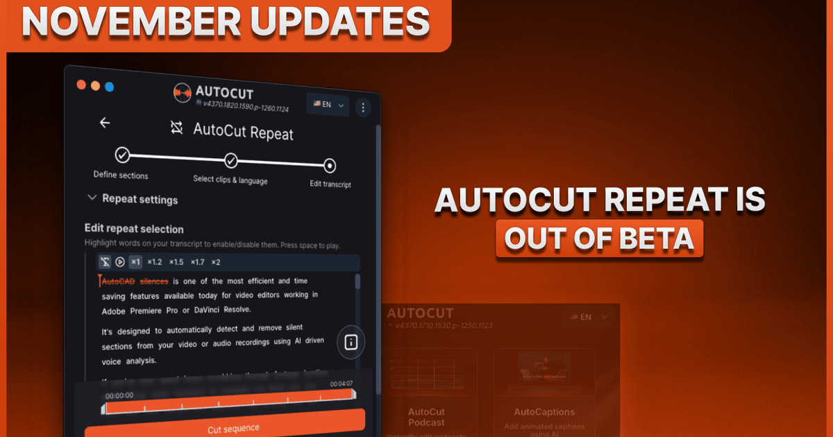 November Updates: Major Improvements Across AutoCut